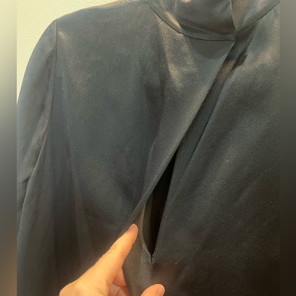 Vince Mock Neck 3/4 Sleeve Mini Dress 100% Silk Size XSmall Black - Picture 3 of 5